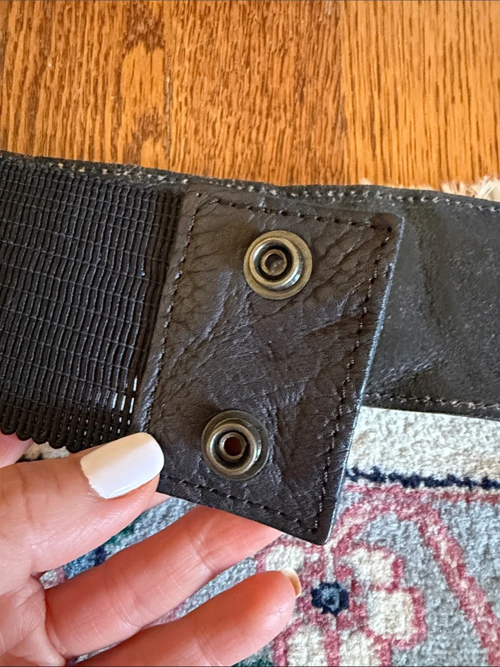 Fornarina Black Beaded Elastic Statement Belt xsmall